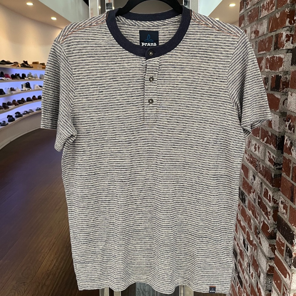 prAna, Denning Henley, Men's T shirts, Size:XS, Color: Stone, New with Tag